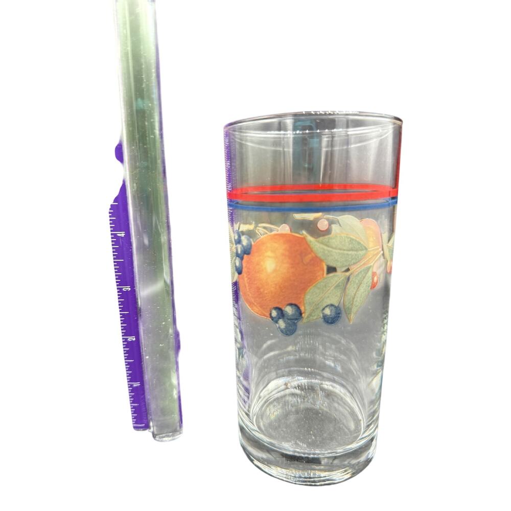 🍊 Corelle Abundance Fruit Pattern Tall Drinking Glasses – Set of 4 Vintage USA - Picture 2 of 4
